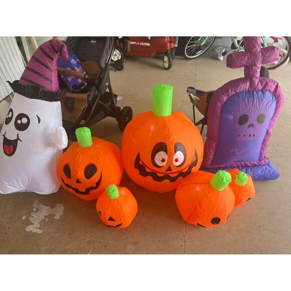 🆕4FT Christmas Inflatable Pumpkin Tombstone Window Wall Roof Outdoor Decoration - Picture 4 of 12